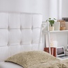 image:imageDormCo Mo Classic Left Side Outlet Headboard with Legs Plush Velvet White  Essential Dorm Supplies for College Freshmen Necessities