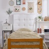 image:imageDormCo Mo Classic Left Side Outlet Headboard with Legs Plush Velvet White  Essential Dorm Supplies for College Freshmen Necessities