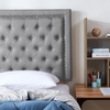 image:imageDormCo Tavira Allure College Dorm Headboard  Tufted Rivet  Linen GrayLinen Gray