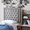 image:imageDormCo Tavira Allure College Dorm Headboard  Tufted Rivet  Linen GrayLinen Gray