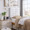 image:imageDormCo Tavira Allure Left Side Outlet Headboard with Legs  Ribbon Tufted  Velvety White Essential Dorm Supplies for College Freshmen Necessities
