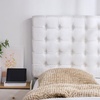 image:imageDormCo Tavira Allure Left Side Outlet Headboard with Legs  Ribbon Tufted  Velvety White Essential Dorm Supplies for College Freshmen Necessities