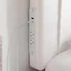 image:imageDormCo Tavira Allure Left Side Outlet Headboard with Legs  Velvet Oval  White Essential Dorm Supplies for College Freshmen Necessities