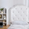 image:imageDormCo Tavira Allure Left Side Outlet Headboard with Legs White  Bevel Tufted Rivet Essential Dorm Supplies for College Freshmen Necessities
