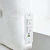 image:imageTufted Velvet Plush College Dorm Right Side Outlet Headboard with Legs  White Essential Dorm Supplies for College Freshmen Necessities