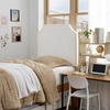 image:imageDormCo Bevel Tacked Plush Right Side Outlet Headboard with Legs  White with Gold Rivets