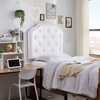 image:imageDormCo Tavira Allure Left Side Outlet Headboard with Legs White  Bevel Tufted Rivet Essential Dorm Supplies for College Freshmen Necessities