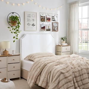 image:imageDormCo FullFull XL  Bevel Tacked Plush Headboard with Legs  White