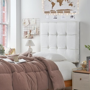image:imageDormCo Mo Classic College Right Side Outlet Headboard with Legs  Plush Velvet White Essential Dorm Supplies for College Freshmen Necessities