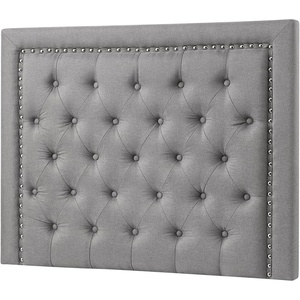 image:imageDormCo Tavira Allure College Dorm Headboard  Tufted Rivet  Linen GrayLinen Gray
