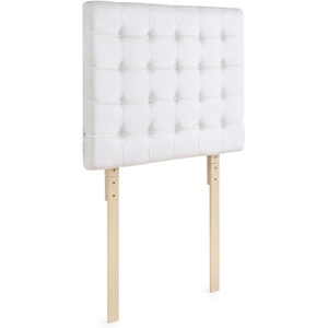 image:imageDormCo Tavira Allure Left Side Outlet Headboard with Legs  Ribbon Tufted  Velvety White Essential Dorm Supplies for College Freshmen Necessities