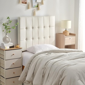 image:imageDormCo Tavira Allure Right Side Outlet Headboard  Ribbon Tufted Rectangle  Cream Essential Dorm Supplies for College Freshmen Necessities