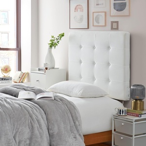 image:imageDormCo Villa Classic Tufted Plush Right Side Outlet Headboard with Legs  White Essential Dorm Supplies for College Freshmen Necessities