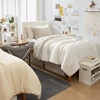image:imageDorm Haul Cozy Twin XL Bedding College Comforter Set Jet StreamOat Milk  Essential Dorm Supplies for College Freshmen NecessitiesJet StreamOat Milk