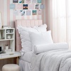 image:imageDormCo Rainha Cotton Dutch Ruffled Euro amp Bolster Pillow Set  White  Dorm Supplies for College Freshmen Essentials