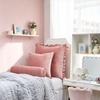 image:imageDormCo Rainha Velvet Dutch Ruffled Euro amp Bolster Pillow Set  Calm Pink  Dorm Supplies for College Freshmen Essentials
