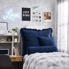 image:imageDormCo Rainha Velvet Dutch Ruffled Euro amp Bolster Pillow Set  Navy  Dorm Supplies for College Freshmen Essentials