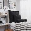 image:imageDormCo Rainha Cotton Dutch Ruffled Euro amp Bolster Pillow Set  Black  Dorm Supplies for College Freshmen Essentials