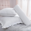image:imageDormCo Rainha Cotton Dutch Ruffled Euro amp Bolster Pillow Set  White  Dorm Supplies for College Freshmen Essentials