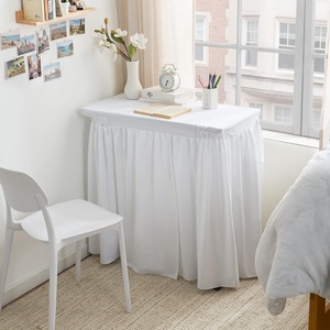 image:image32 Length Cotton Dorm Desk Skirt  Farmhouse White36 x 24 Rectangular