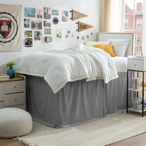 image:imageCotton Dorm Bungee Bed Skirt 3 Panel Set  Slate Gray