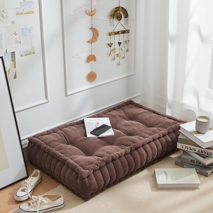 image:imageDormCo Rainha  Ultra Thick Tufted Floor Pillow  Peachy PinkDark Brown
