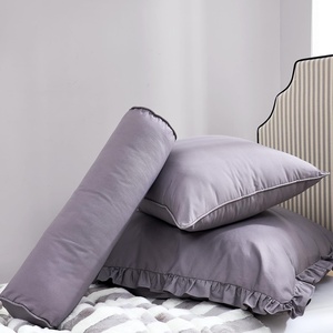 image:imageDormCo Rainha Cotton Dutch Ruffled Euro amp Bolster Pillow Set  Taupe Gray  Dorm Supplies for College Freshmen Essentials
