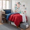 image:imageDormCo Basic Necessities TXL Dorm Bedding Pack Cherry RedNightfall Navy  Dorm Supplies Bundle for College Freshmen Essentials