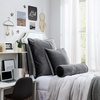 image:imageDormCo Rainha Velvet Dutch Euro amp Bolster Pillow Set  Gray  Dorm Supplies for College Freshmen Essentials