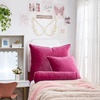 image:imageDormCo Rainha Velvet Dutch Euro amp Bolster Pillow Set  Vibrant Pink  Dorm Supplies for College Freshmen Essentials