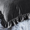 image:imageDormCo Rainha Velvet Dutch Ruffled Euro amp Bolster Pillow Set  Gray  Dorm Supplies for College Freshmen Essentials