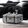 image:imageDormCo Texture Brand Trunk  White Threaded Black 29L x 20W x 14H