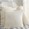 image:imageRainha Velvet Dutch Ruffled Euro amp Bolster Pillow Set  Creamy Beige  Dorm Supplies for College Freshmen Essentials