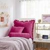 image:imageRainha Velvet Dutch Ruffled Euro amp Bolster Pillow Set  Vibrant Pink  Dorm Supplies for College Freshmen Essentials