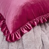 image:imageRainha Velvet Dutch Ruffled Euro amp Bolster Pillow Set  Vibrant Pink  Dorm Supplies for College Freshmen Essentials
