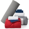 image:imageDormCo Basic Necessities TXL Dorm Bedding Pack Cherry RedNightfall Navy  Dorm Supplies Bundle for College Freshmen Essentials