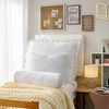 image:imageDormCo Rainha Velvet Dutch Ruffled Euro amp Bolster Pillow Set  White  Dorm Supplies for College Freshmen Essentials
