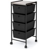 image:imageDormCo Suprima Storage Carts 4 Drawer Woodtop Shelf  BlackRoyal Oak Top  Essential Dorm Supplies for College Freshmen NecessitiesBlack  Royal Oak Top