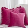 image:imageRainha Velvet Dutch Ruffled Euro amp Bolster Pillow Set  Vibrant Pink  Dorm Supplies for College Freshmen Essentials