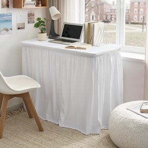 image:image36 Length Luxury Plush Dorm Desk Skirt  White36 x 24 Rectangular