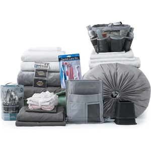 image:image44Piece Dorm Supplies Set  Twin XL Bedding amp Essentials Pack GreenGray  Complete Dorm Supplies Bundle for College Freshmen Essentials