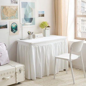 image:imageCorner Pleated 32 Length Cotton Dorm Desk Skirt  White36 x 24 Rectangular