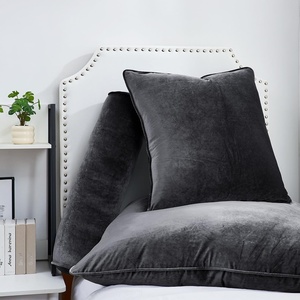 image:imageDormCo Rainha Velvet Dutch Euro amp Bolster Pillow Set  Gray  Dorm Supplies for College Freshmen Essentials