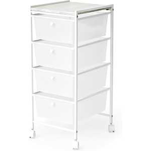 image:imageDormCo Suprima Storage Carts 4 Drawer Woodtop Shelf  BlackRoyal Oak Top  Essential Dorm Supplies for College Freshmen NecessitiesWhite  Whitewash Top
