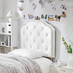 image:imageDormCo Tavira Allure College Dorm Outlet Headboard with Legs  White  Bevel Tufted Rivet Essential Dorm Supplies for College Freshmen Necessities