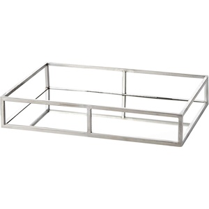 image:imageSilver Metal Mirror Tray  Medium Long Rectangle Open Style