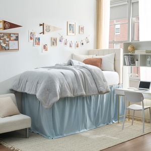 image:imageCotton Dorm Bungee Bed Skirt 3 Panel Set  Faded Denim