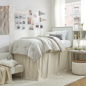 image:imageCotton Dorm Bungee Bed Skirt 3 Panel Set  Sepia Beige