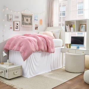 image:imageLuxury Plush Dorm Bungee Bed Skirt 3 Panel Set  White