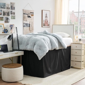 image:imageMicrofiber Dorm Bungee Bed Skirt 3 Panel Set  Black